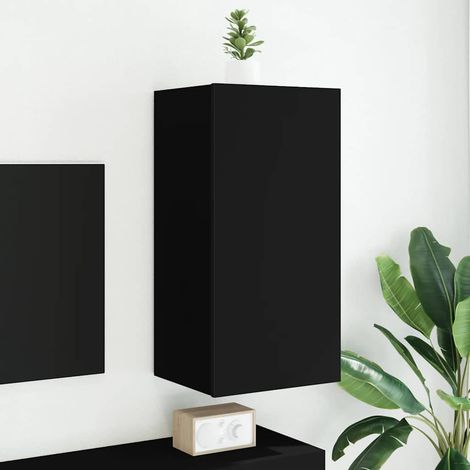 TV-Wandschrank mit LED-Leuchten Schwarz 40,5x35x80 cm (1/5)