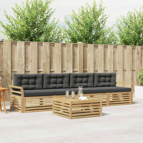 vidaXL Outdoor-Sofagarnitur 5 Stk. Weiß und Anthrazit (1/5)