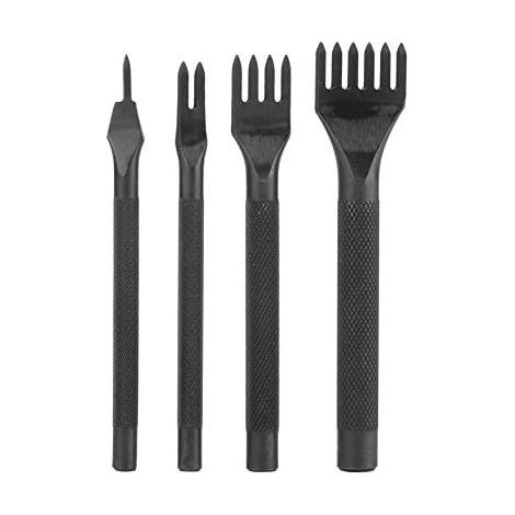 4Pcs Outils de Couture de Poinçon de Trou en Cuir, Outils Prong Lacing Perforate Artisanat du Cuir Griffe Trou Couture(Dents de 1+2+4+6 ) (1/5)