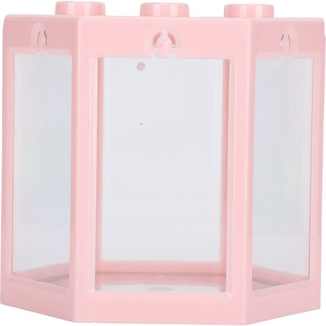 Petit Aquarium de forme hexagonale, décoration d'aquarium en plastique de bureau pour bureau/maison rose (1/5)