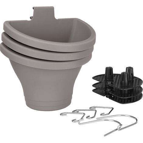 Pot de fleurs suspendu en plastique, support de plantes pour balcons, jardins, supermarchés, gris (1/5)