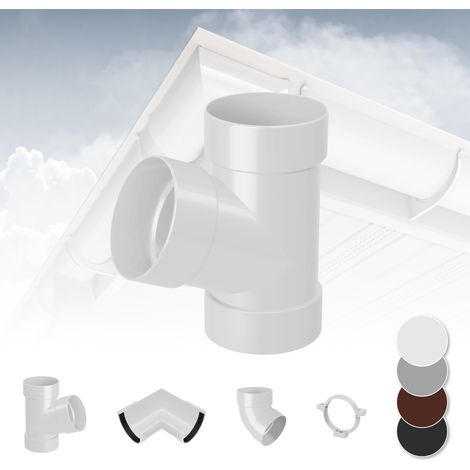 Sistema di grondaie - 90mm in plastica PVC, selezione di componenti - RainWay 90: Bianco, Ramo di tubo a 67° (1/5)