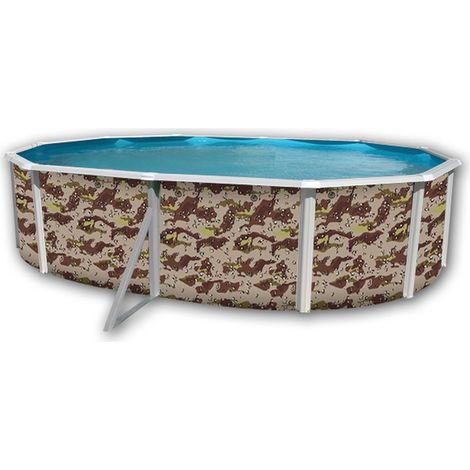 Kit piscine hors-sol acier Toi CAMUFLAJE ovale 5.50 x 3.66 x 1.20m décor camouflage (1/4)