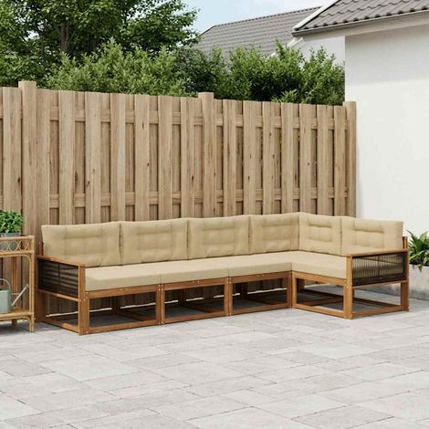 vidaXL Outdoor-Sofagarnitur 5 pcs Natur und Beige (1/5)