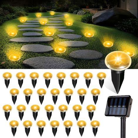 7.8 m lange Solar-Bodenleuchte, 30 LED Solar-Girlandenleuchte für den Außenbereich, Solar-Gartenleuchte für Höfe und Gehwege (3500K)