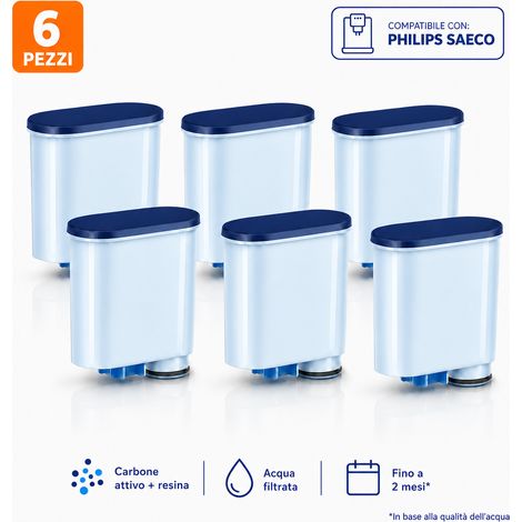 Mutital 6 Filtri Acqua per Macchine da Caffè Philips e Saeco, Compatibili con AquaClean CA6903/10, CA6903/22 – Cartucce Filtranti di Ricambio (1/5)