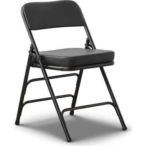 Chaise Pliante Rembourrée, Coussin Épais, Noir, 1 Pièce (1/5)