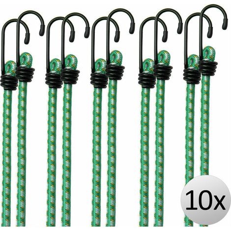 10x Tendeurs élastiques bagage, 61 cm x 8 mm Ø, fixation bâche et meubles de jardin, camping et extérieur (1/4)