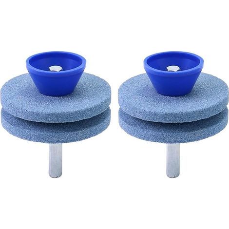 2-Piece Lawnmower Blade Sharpener, Double-Layer Blue Corundum Grinding Wheel, Stone Wheel, Suitable for Hand-Powered Electric Drills (1/5)