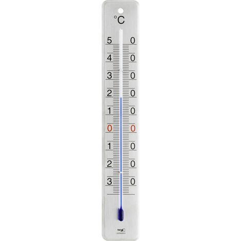 TFA Dostmann Termometro analogico da interno esterno in acciaio inox spazzolato, 45 x 9 x 280 mm
