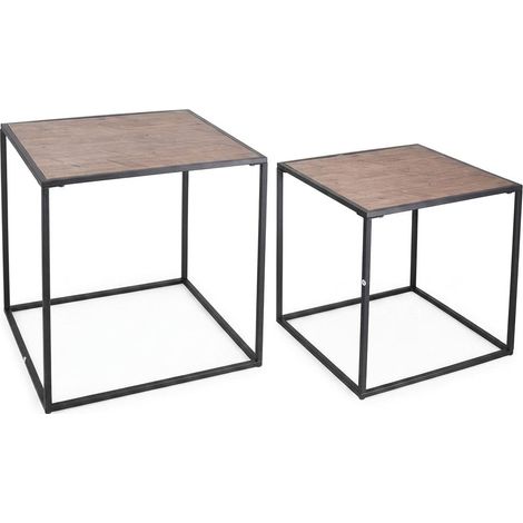 Set 2 Tavolini da Salotto Nido Sovrapponibili Design Moderno Interno X2 (1/5)