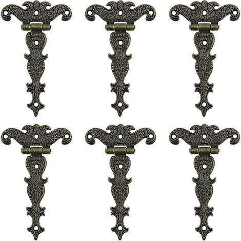 [RM] Charnières antiques, charnières décoratives rétro en bronze sculpté pour portes, armoires et boîtes à bijoux (lot de 6).