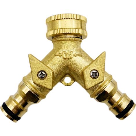 Distributeur double voie vanne laiton adaptateur trois voies Y pour tuyau d'arrosage (1/5)