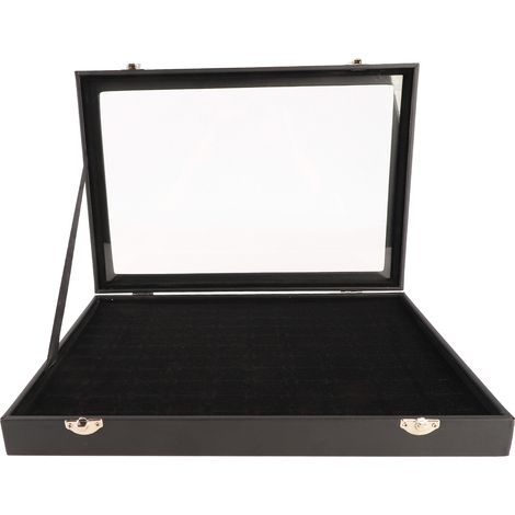 Écrin de rangement pour bagues avec couvercle transparent, 100 emplacements, organiseur de bijoux, présentoir à boucles d'oreilles, boîte de stockage robuste (1/5)
