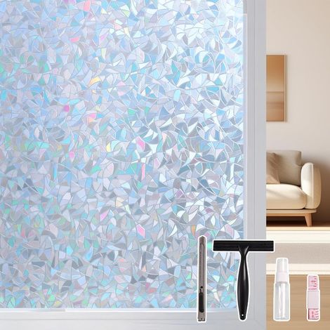 Film Fenetre Effet Miroir, Argent en Forme de Croissant, 90x400cm (1/5)