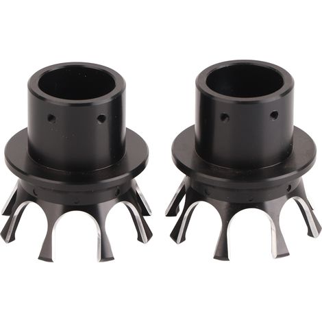 Capuchons d'essieu avant style couronne distinctif en alliage d'aluminium CNC pour modification de moto, finition noir chrome (1/5)