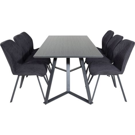 MarinaBLBL ensemble table, table noir et 6 Gemma chaises noir. (1/5)