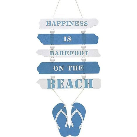 Lntyq Plaque en Bois à Suspendre, Pancarte en Bois Murale, Panneau Suspendu Decoratif, Décoration Murale Bois Home, Signe de Porte Thème la Plage, Ornement Mural Nautical Beach Flip Flop, 46x19 cm (1/4)