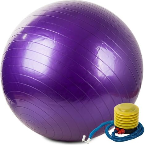 Ballon de gym / Ballon de Pilates avec pompe - 65 cm - Violet (1/5)