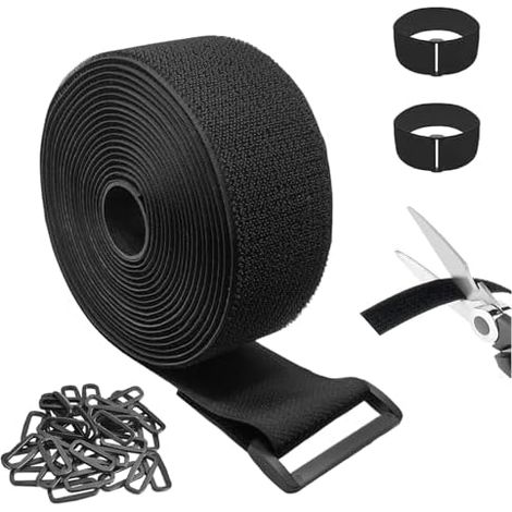 5cm x 5m Sangles de Câble Réglables avec 25 Boucles, Noir Attache Scratch, Réutilisables Autoadhésifs Extra Fort Sangle Scratch pour Cable Management Fils Tuyaux, Longueur Coupe Libre - (1/5)