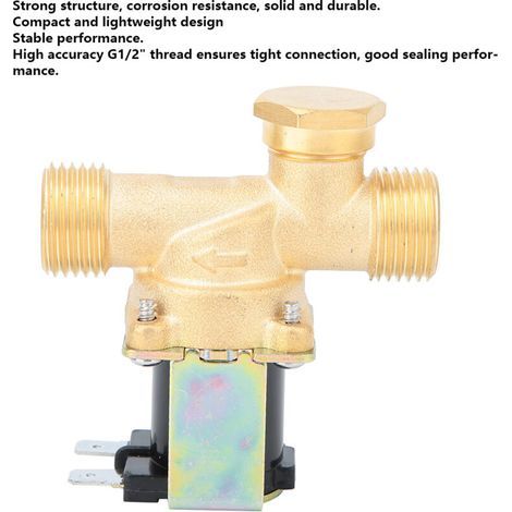 G1/2 Electrovanne électromagnétique en laiton normalement fermée Interrupteur d'arrivée d'eau (DC220V)-- (1/4)