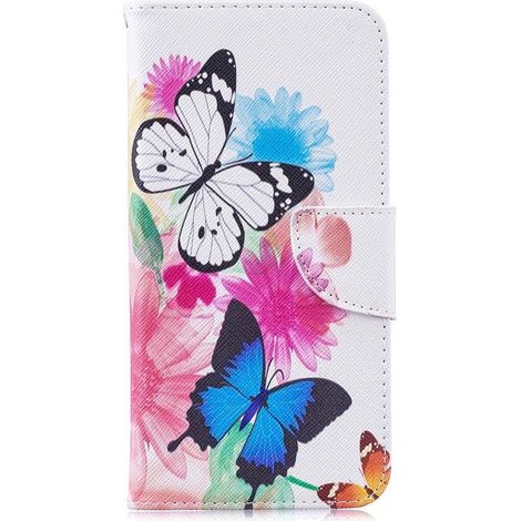 Étui portefeuille pour Samsung Galaxy M20 (Power) - Motif papillons colorés - Coque avec rangement cartes (1/5)