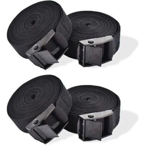 Pair Sangle d'Arrimage, 4 Pièces Sangle de Serrage à Cliquet Sangles de Verrouillage Sangle avec Boucle de Serrage Sangle de Fixation pour Moto Voiture, Porte Vélo Bagages 2,5 cm x 1 m