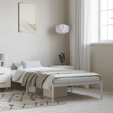 Cadre de lit métal sans matelas-Structure de lit blanc 100x190 cm 482950 (1/5)