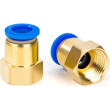2 Raccords Pneumatiques Droits - Laiton - Filetage 3/8 Femelle pour Tuyau 8mm - Connexion Rapide Push-in - Atelier et Industrie (1/5)