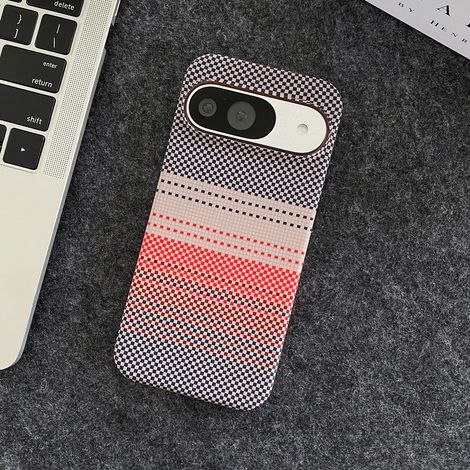 (Gris, Google Pixel 9) Coque de téléphone texturée en fibre de carbone, coque rigide magnétique intégrée antichoc.