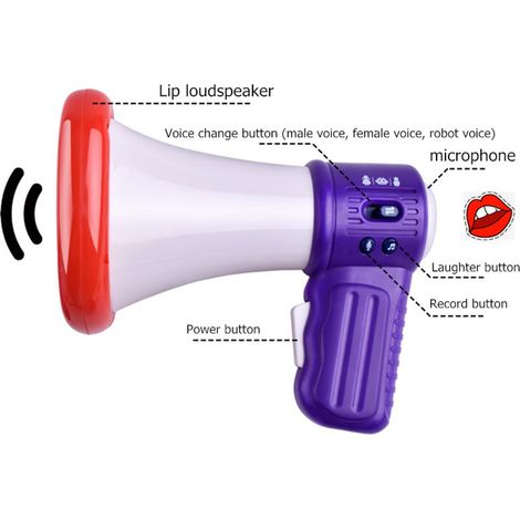 Klaxon jouet original avec changeur de voix, haut-parleur puissant, amplificateur d'effets sonores, mégaphone, cadeau pour enfants (1/5)