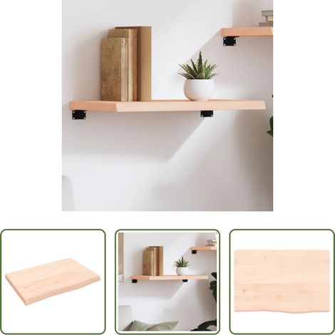 Wandregal Eiche - Wandregal 60x40x(2-4) cm Massivholz Eiche Unbehandelt (1/5)