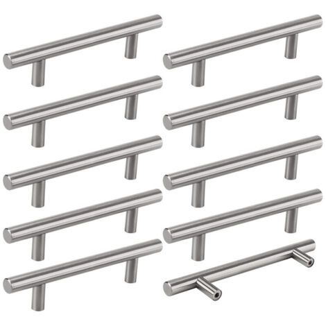 10 Poignées de Cuisine Argent, Poignées D'armoire Creuses Brossées, Poignées de Porte en Acier Inoxydable, avec Vis, Distance de Perçage 128mm, pour Armoire Tiroir Armoire Porte D'armoire (1/4)