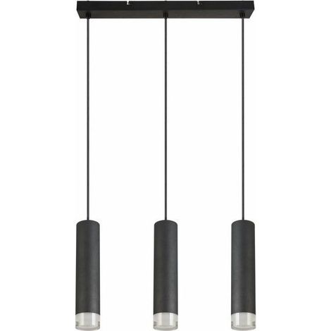 Lampada a sospensione industriale Ina 3xE27 nera Reality