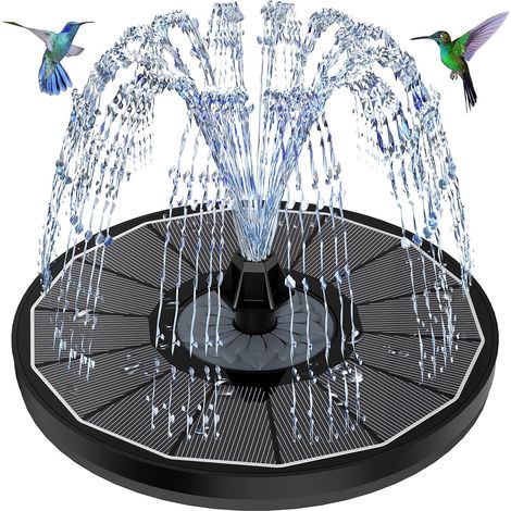 1 Pompe Solaire Flottante, 8 Buses, Panneau Verre, 4 Tiges Fixe, Pour Bain Oiseau Étang Jardin (1/5)