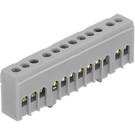 Bornier de phase isolé gris 12 bornes pour câble de 1,5 à 16mm² - rail DIN - MOREK