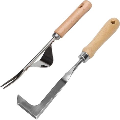 QAZQA Kit d'outils de jardin - Grattoir - Kit de jardinage pour l'entretien du jardin - Truelle à fleurs - Désherbeur de jardin - Équipement de base en acier inoxydable,2PCs (1/5)