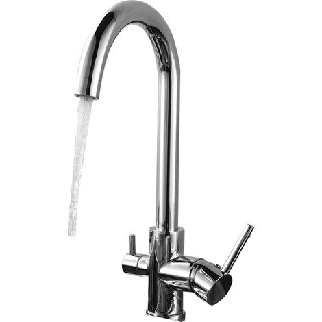 Robinet deau chaude froide à 3 voies, filtre à eau de robinet de cuisine à levier pour réservoir chaud instantané, isolé, verrouillage de sécurité sur la poignée, sans plomb