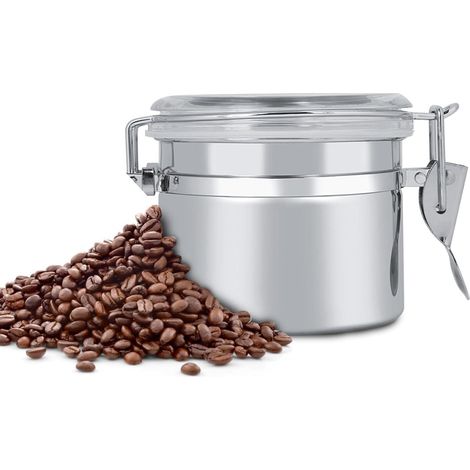 Airtight Stainless Steel Coffee Container, Food Storage Jar for Tea, Sugar, Powdered Milk - Home and Kitchen Storage (One 10  7.4cm) (1/5)