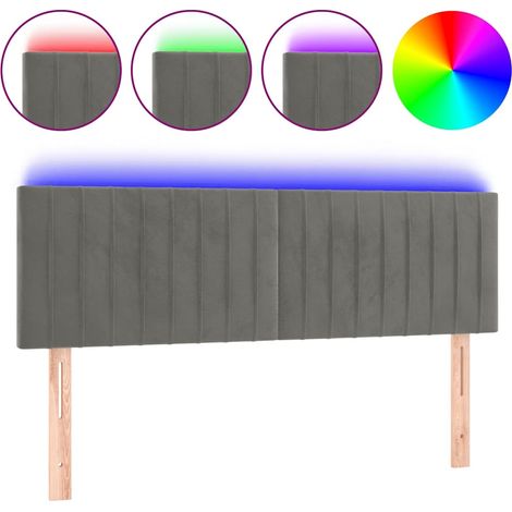 Maison Exclusive - LED Kopfteil Hellgrau 144x5x78/88 cm Samt (1/5)