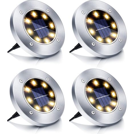 Solar-Gartenleuchte, 4er-Pack LED-Solar-Gartenleuchten, IP65 wasser- und hitzebeständig, weiß