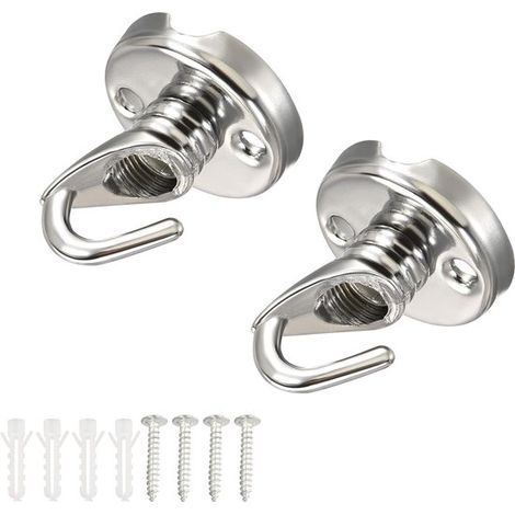 2 Pendelleuchten-Halterungshaken – Öffnung – Haken – Beleuchtungszubehör – Silber – Geeignet für Deckenleuchten und Pflanzenkorbhalterungen – 32 x 35 mm (1/5)