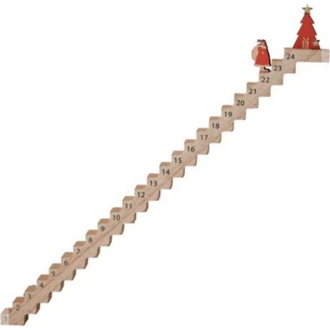 Calendrier de l'Avent en bois en forme d'échelle - Buis décoratif - Compte à rebours de Noël - 2025 - (1/5)