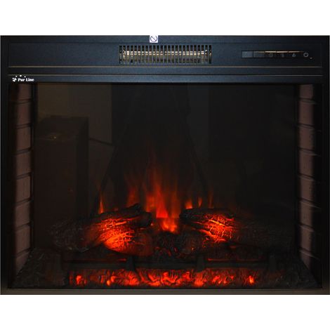 Chimenea eléctrica 2kW en cristal templado plano con mando a distancia y llama regulable