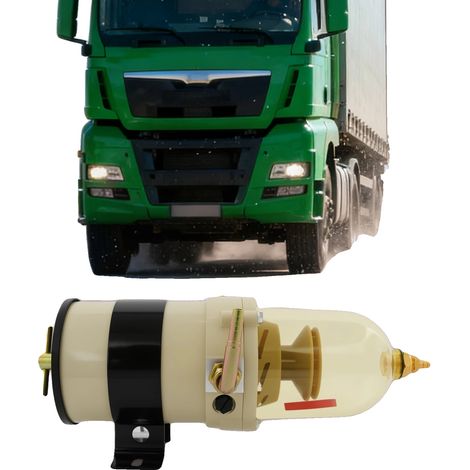 Separador de agua y combustible, filtración eficiente, diseño duradero, color beige. (1/5)