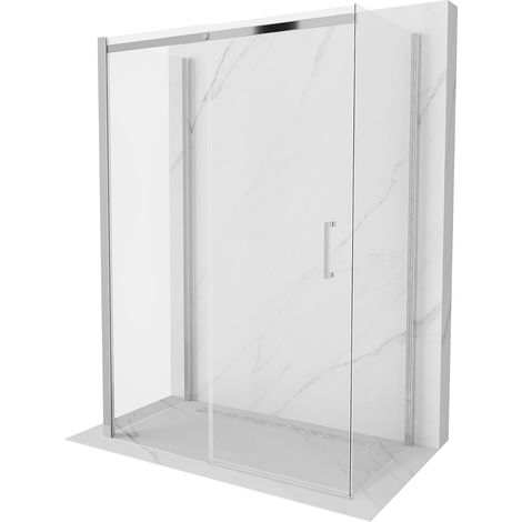 Mexen Omega-3S cabina doccia a 3 lati, scorrevole 140 x 80 cm, trasparente, cromo - 825-140-080-01-00-3S (1/5)