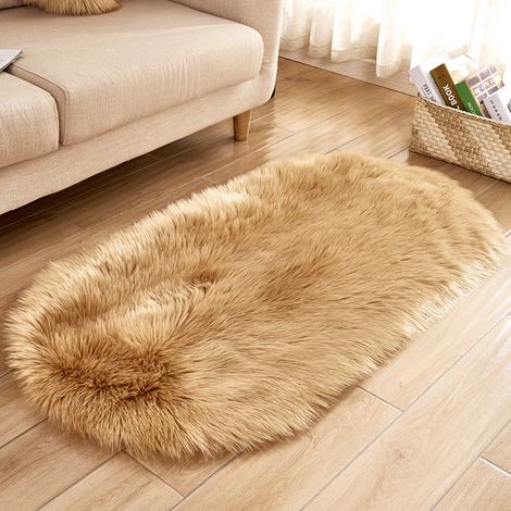 Kunstwollteppich/Fußmatte für Wohnzimmer, Sofa und Schlafzimmer (40 x 60 cm, Khaki)