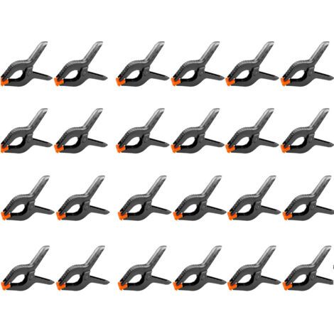24 pièces 6" 158 MM pince a ressort plastique, pince de serrage force de serrage élevée ouverture maximale 65MM, pince serre joint avec mobiles mâchoires pour bois atelier photographie, noir (1/5)