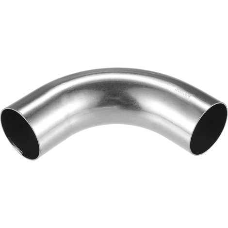 Coude D'Échappement Argent 1pc Inox 90° Pour Réparation Auto Diam. Ext. 45mm, Angle 90°, Long.Jambe 120mm, Épaisseur 1.2mm, Universel Pour Voit. (1/5)