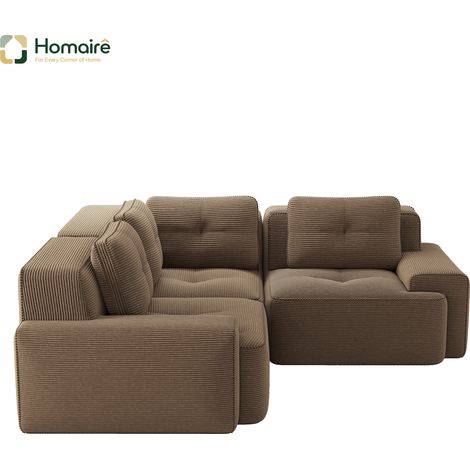 Canapé modulable en velours côtelé marron avec accoudoirs 206 x 206 x 69 cm HOMAIRE (1/5)